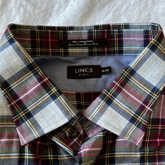 LINCS new 100% cotton plaid casual button down shirt - Picture 5 of 5